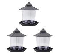 NJTHNTJR 3X Panorama Bird Feeder, Hexagon Shaped with Roof Hanging Bird Feeder for Garden Yard Decoration (Grey)