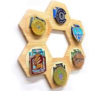 NJTIHG Photo Frame Photo Frames Picture Frame Honeycomb Combination Medal Stand Wooden Hexagonal Medal Display Free Punch-Wood Color||6Pack (137.6 * 120 * 15mm)
