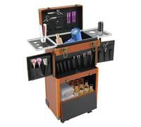 njyWLKSW Rolling Makeup Train Case Large Storage Cosmetic Trolley Large Capacity Trolley Makeup Travel Case