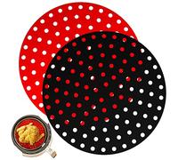 NK 2pcs Reusable Silicone Oven Paper for Air Fryer - AirFryer Liner Silicone Mat, Non-Stick, Oil Free Fryer Accessories (Round, 23cm)