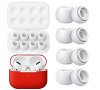 NK 4 Pairs Replacement Pads for Airpods Pro and Airpods Pro 2, Silicone Pads with Noise Reduction, Box and Portable Storage Box, (XS, S, M, L) - White