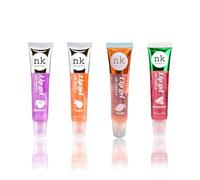 NK lip gloss gel 15ml Vitamin E, Shiny, Nourishes, Blueberry, Peach, Mango and Watermelon flavoured by Nicka K (Multi Pack Of 4).