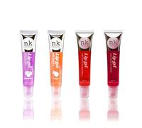 NK lip gloss gel 15ml Vitamin E, Shiny, Nourishes, Buleberry, Peach, Strawberry and Cherry flavoured by Nicka K (Multi Pack Of 4).