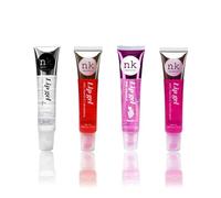 NK lip gloss gel 15ml Vitamin E, Shiny, Nourishes, Grape, Strawberry, Bubble Gum and Clear flavoured by Nicka K (Multi Pack Of 4).
