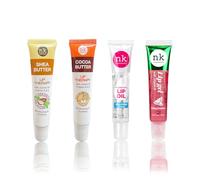 NK lip gloss gel 15ml Vitamin E, Shiny, Nourishes, Shea Butter, Coco a Butter, Lip Oil and Watermelon flavoured by Nicka K (Multi Pack Of 4).