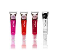 NK lip gloss gel 15ml Vitamin E, Shiny, Nourishes, Strawberry, Cherry, Bubble Gum and Clear flavoured by Nicka K (Multi Pack Of 4)
