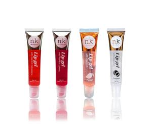 NK lip gloss gel 15ml Vitamin E, Shiny, Nourishes, Strawberry, Cherry, Mango and Coconut flavoured by Nicka K (Multi Pack Of 4).