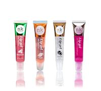 NK lip gloss gel 15ml Vitamin E, Shiny, Nourishes, Watermelon, Mango, Coconut, and Bubble Gum flavoured by Nicka K (Multi Pack Of 4).
