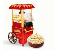 NK Retro Popcorn Maker 1,200 W Hot Air - Popcorn Maker Without Oil, 0.3 L Small and Compact, Quick Preparation in 2 Minutes for Home, Vintage Design (Red)