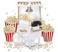NK Retro Popcorn Maker, Electric Popcorn Maker 1200W, Easy to Use Button, Ready Preparation in 2 Minutes, Hot Air, Size 0.3L, Portable, Ideal for Home (White)