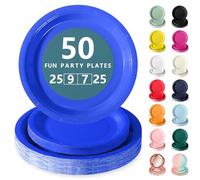Nkaiso 50 Pcs Royal Blue Disposable Party Paper Plates Set | Party Supplies- 25x9inch & 25x13inch Plate Elegant Disposable Tableware for Birthday, Wedding, Shower