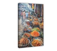 NKALFGH Bandung Street Food Market Canvas Poster Bedroom Decor Landscape Decor Gift 08x12inch(20x30cm)