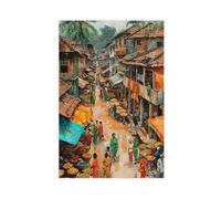 NKALFGH Bangladesh Village Market Canvas Poster Bedroom Decor Landscape Decor Gift 16x24inch(40x60cm)