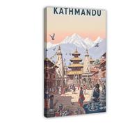 NKALFGH Kathmandu Nepal Travel Canvas Poster Wall Art Print Picture Paintings 24x36inch(60x90cm)