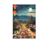 NKALFGH Moonlit Bangkok Street Scene Canvas Poster Wall Art Print Picture Paintings 20x30inch(50x75cm)