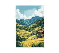 NKALFGH Rice Harvest in Madagascar Highland Canvas Poster Bedroom Decor Landscape Decor Gift 24x36inch(60x90cm)