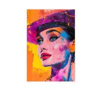 NKALFGH Vibrant Audrey Hepburn Acrylic Painting Printed Canvas Poster Bedroom Decor Landscape Decor Gift 08x12inch(20x30cm)
