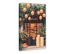 NKALFGH Vietnamese New Year Market Scene Canvas Poster Bedroom Decor Landscape Decor Gift 08x12inch(20x30cm)
