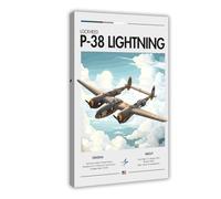 NKALFGH Vintage Lockheed P-38 Lightning Bomber Canvas Poster Wall Art Print Picture Paintings 08x12inch(20x30cm)