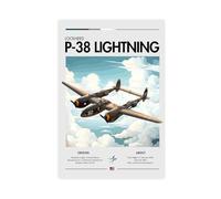NKALFGH Vintage Lockheed P-38 Lightning Bomber Canvas Poster Wall Art Print Picture Paintings 16x24inch(40x60cm)