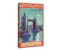 NKALFGH Vintage Paris to London Travel Poster Canvas Poster Wall Art Print Picture Paintings 16x24inch(40x60cm)
