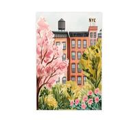 NKALFGH West Village Manhattan Watercolor Print Canvas Poster Wall Art Print Picture Paintings 08x12inch(20x30cm)