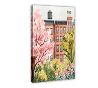 NKALFGH West Village Manhattan Watercolor Print Canvas Poster Wall Art Print Picture Paintings 12x18inch(30x45cm)