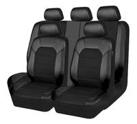 NKASJH 9 Piece Car Seat Covers Set for Fiat Panda 3 Series (Type 169) 2003-2012 in Waterproof PU Leather Front and Rear Car Accessories,Black-normal