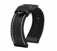 NKCVEZBW 20 21 22MM Bracelet Compatible With IWC Pilot Mark 18 Spitfire Fighter Portugal Carbon Fiber Nylon Rubber Watch Strap Men's Canvas Watchband(Black a-black,22mm)