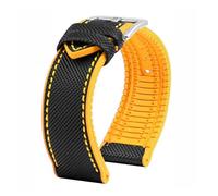 NKCVEZBW 20 21 22MM Bracelet Compatible With IWC Pilot Mark 18 Spitfire Fighter Portugal Carbon Fiber Nylon Rubber Watch Strap Men's Canvas Watchband(Black yellow-silver,23mm)