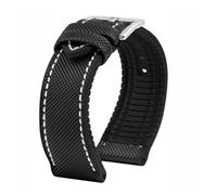 NKCVEZBW 20 21 22MM Bracelet Compatible With IWC Pilot Mark 18 Spitfire Fighter Portugal Carbon Fiber Nylon Rubber Watch Strap Men's Canvas Watchband(Black a-silver,24mm)
