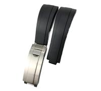 NKCVEZBW Compatible With 20mm 21mm 19mm 18mm Rubber Silicone Watch Band Compatible With Role Rolex Yacht Master Daytona Submariner Glide Lock Buckle(Black,Without buckle,18mm)