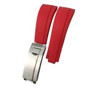 NKCVEZBW Compatible With 20mm 21mm 19mm 18mm Rubber Silicone Watch Band Compatible With Role Rolex Yacht Master Daytona Submariner Glide Lock Buckle(Red,Without buckle,20mm)