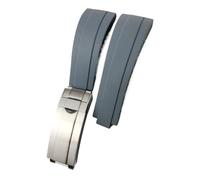 NKCVEZBW Compatible With 20mm 21mm 19mm 18mm Rubber Silicone Watch Band Compatible With Role Rolex Yacht Master Daytona Submariner Glide Lock Buckle(Gray,Rose buckle,18mm)