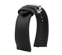 NKCVEZBW Compatible With Breitling Citizen Tissot Omega 20 22mm 23mm 24mm Nylon Fluoro Rubber Watchband Soft Silicone Bracelet Men Watch Strap Yellow(Black black silver B,24mm)