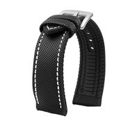 NKCVEZBW Compatible With Breitling Citizen Tissot Omega 20 22mm 23mm 24mm Nylon Fluoro Rubber Watchband Soft Silicone Bracelet Men Watch Strap Yellow(Black White silver A,23mm)