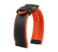 NKCVEZBW Compatible With Breitling Citizen Tissot Omega 20 22mm 23mm 24mm Nylon Fluoro Rubber Watchband Soft Silicone Bracelet Men Watch Strap Yellow(Black Orange blackA,20mm)