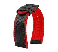 NKCVEZBW Compatible With Breitling Citizen Tissot Omega 20 22mm 23mm 24mm Nylon Fluoro Rubber Watchband Soft Silicone Bracelet Men Watch Strap Yellow(Black red black A,24mm)