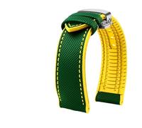 NKCVEZBW Compatible With Breitling Citizen Tissot Omega 20 22mm 23mm 24mm Nylon Fluoro Rubber Watchband Soft Silicone Bracelet Men Watch Strap Yellow(Green yellow silverB,22mm)
