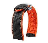 NKCVEZBW Compatible With Breitling Citizen Tissot Omega 20 22mm 23mm 24mm Nylon Fluoro Rubber Watchband Soft Silicone Bracelet Men Watch Strap Yellow(Black Orange silverB,23mm)