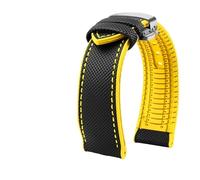 NKCVEZBW Compatible With Breitling Citizen Tissot Omega 20 22mm 23mm 24mm Nylon Fluoro Rubber Watchband Soft Silicone Bracelet Men Watch Strap Yellow(Black yellow silverB,24mm)