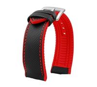 NKCVEZBW Compatible With Breitling Citizen Tissot Omega 20 22mm 23mm 24mm Nylon Fluoro Rubber Watchband Soft Silicone Bracelet Men Watch Strap Yellow(Black red silver A,23mm)