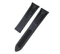 NKCVEZBW Compatible With Curved End Thick Cowhide 19mm 20mm 21mm Watchband Compatible With Omega Speedmaster Moon Watch Leather Strap Foldover Clasp(Black white,21mm)