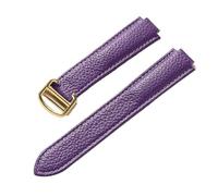 NKCVEZBW Compatible With Replace Cartier Blue Balloon Strap Lychee Grain Cowhide Soft Leather Men's And Women's Folding Accessories(Purple gold buckle,22x14mm)