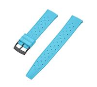 NKCVEZBW Compatible With Tropical FKM Rubber Straps 18 19 20 21 22 23 24mm Quick Release Perfect Flat End Universal Watch Strap(FKM-SkyBlue Black,24mm)