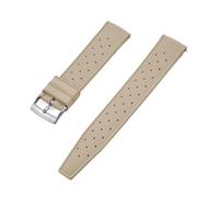 NKCVEZBW Compatible With Tropical FKM Rubber Straps 18 19 20 21 22 23 24mm Quick Release Perfect Flat End Universal Watch Strap(FKM-khaki Silver,19mm)