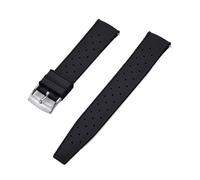 NKCVEZBW Compatible With Tropical FKM Rubber Straps 18 19 20 21 22 23 24mm Quick Release Perfect Flat End Universal Watch Strap(FKM-Black Silver,19mm)