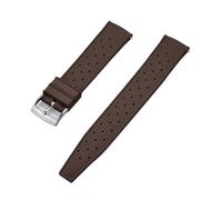NKCVEZBW Compatible With Tropical FKM Rubber Straps 18 19 20 21 22 23 24mm Quick Release Perfect Flat End Universal Watch Strap(FKM-Brown Silver,21mm)