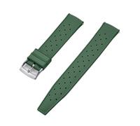 NKCVEZBW Compatible With Tropical FKM Rubber Straps 18 19 20 21 22 23 24mm Quick Release Perfect Flat End Universal Watch Strap(FKM-ArmyGreen Silver,19mm)