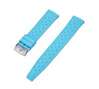 NKCVEZBW Compatible With Tropical FKM Rubber Straps 18 19 20 21 22 23 24mm Quick Release Perfect Flat End Universal Watch Strap(FKM-SkyBlue Silver,21mm)